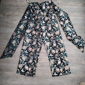 NWT Honey Punch Metallic Floral Brocade Sashed Jum